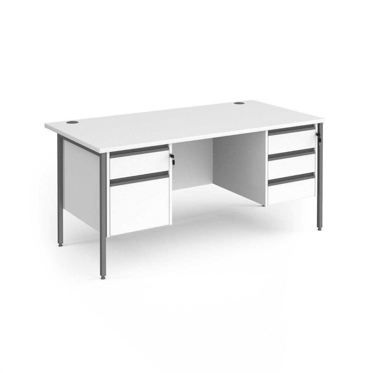 Contract H Frame Straight Office Desk with Two & Three Drawer Storage